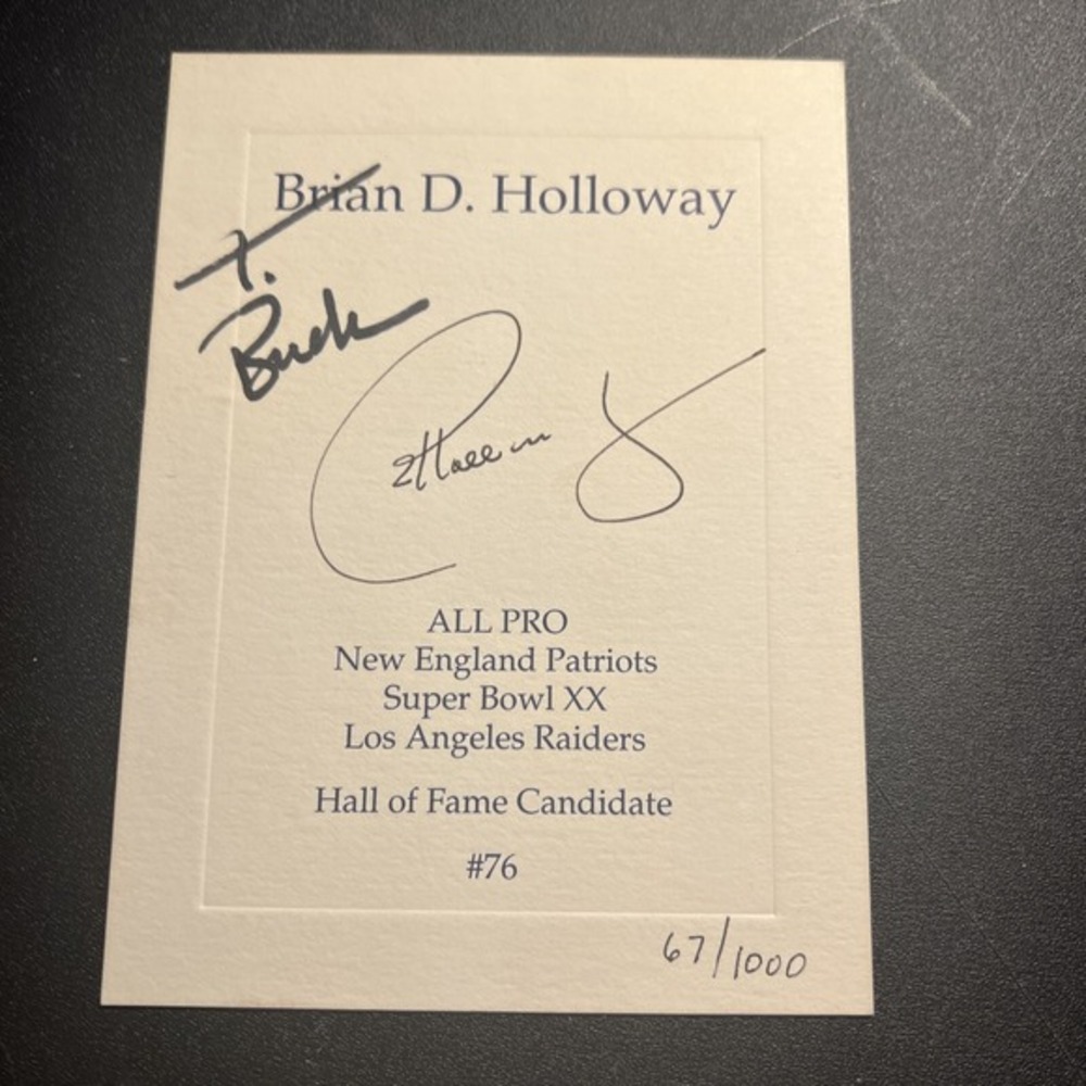 Brian Holloway Hall Of‎ Fame Candidate Autographed #67/1000 Invitation "To Buck"
